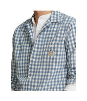 Polo Ralph Lauren Classic Fit Gingham Long Sleeve Work Shirt Blue White Medium