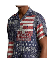 Ralph Lauren Mens Patchwork print Camp Shirt  Blue Large