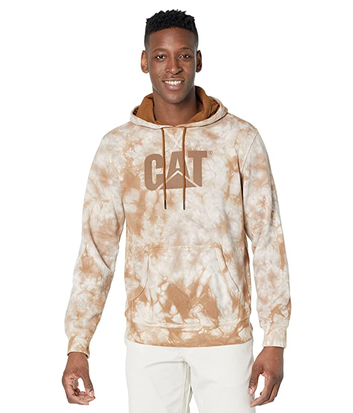 Caterpillar Men's Printed Hoodie Tie Dye Sweatshirt Gold Medium