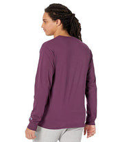 Champion Men's Classic Long Sleeve T Shirt Script Logo Plum Port 2XL