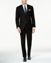 Kenneth Cole Mens Slim Fit 2 Piece Suit 40 R / 33 Waist Black Solid Stretch