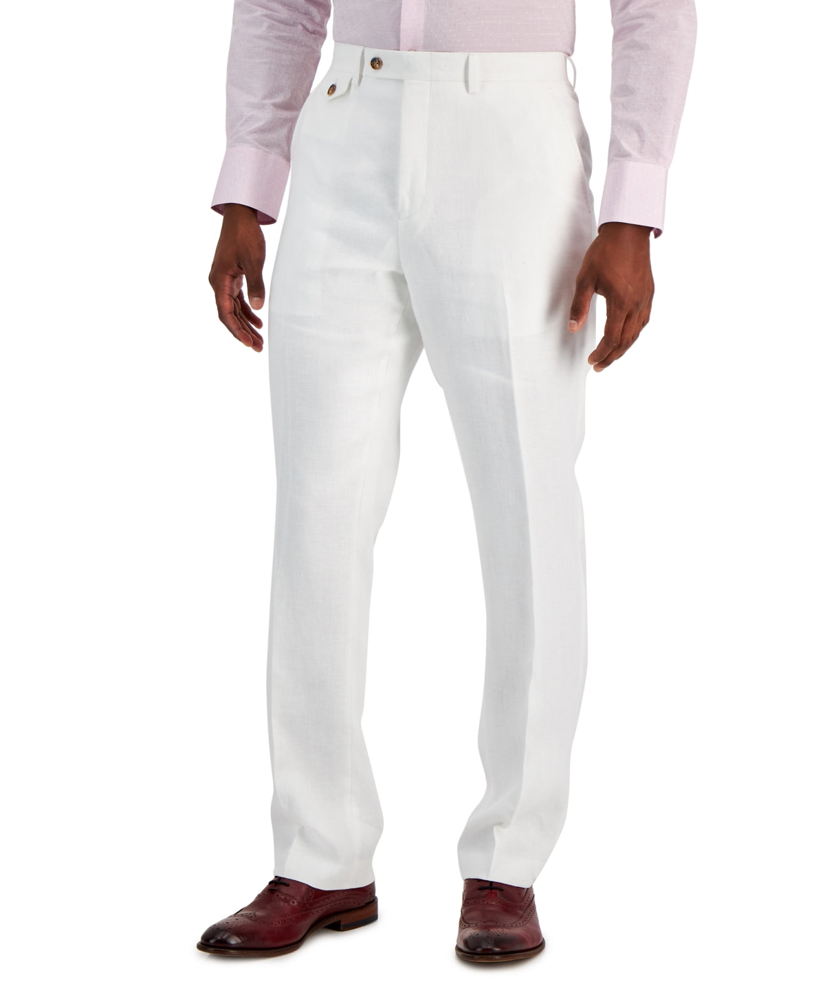 Tayion Mens Classic fit Dress Pants 33 / 32 White Solid
