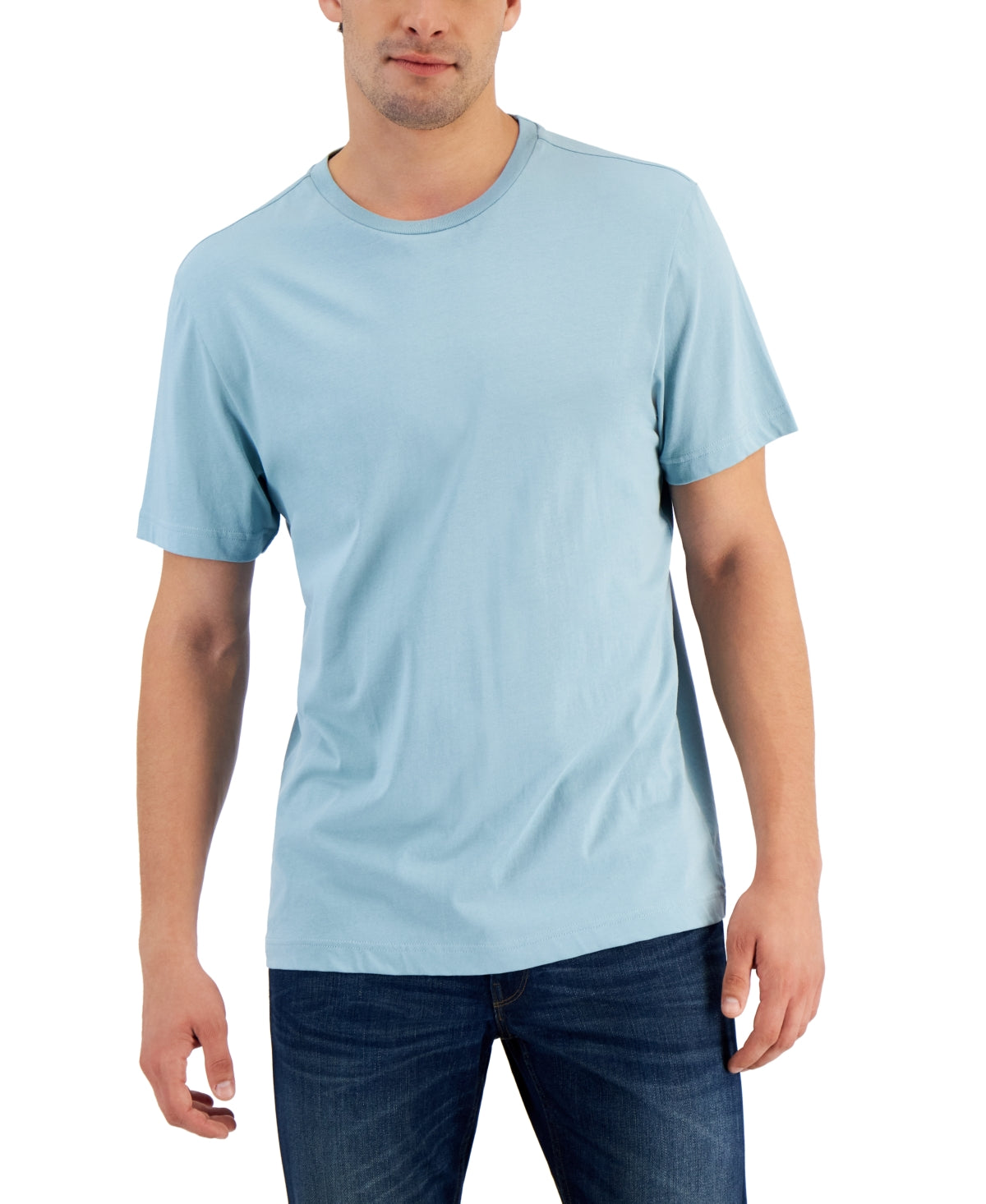 Club Room Mens Cotton Crewneck Short Sleeve T Shirt Pale Glass Blue XXL