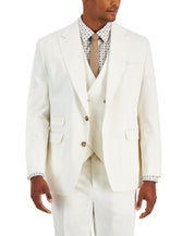 Tayion Mens Classic fit Suit Jacket Blazer 44 R White Herringbone