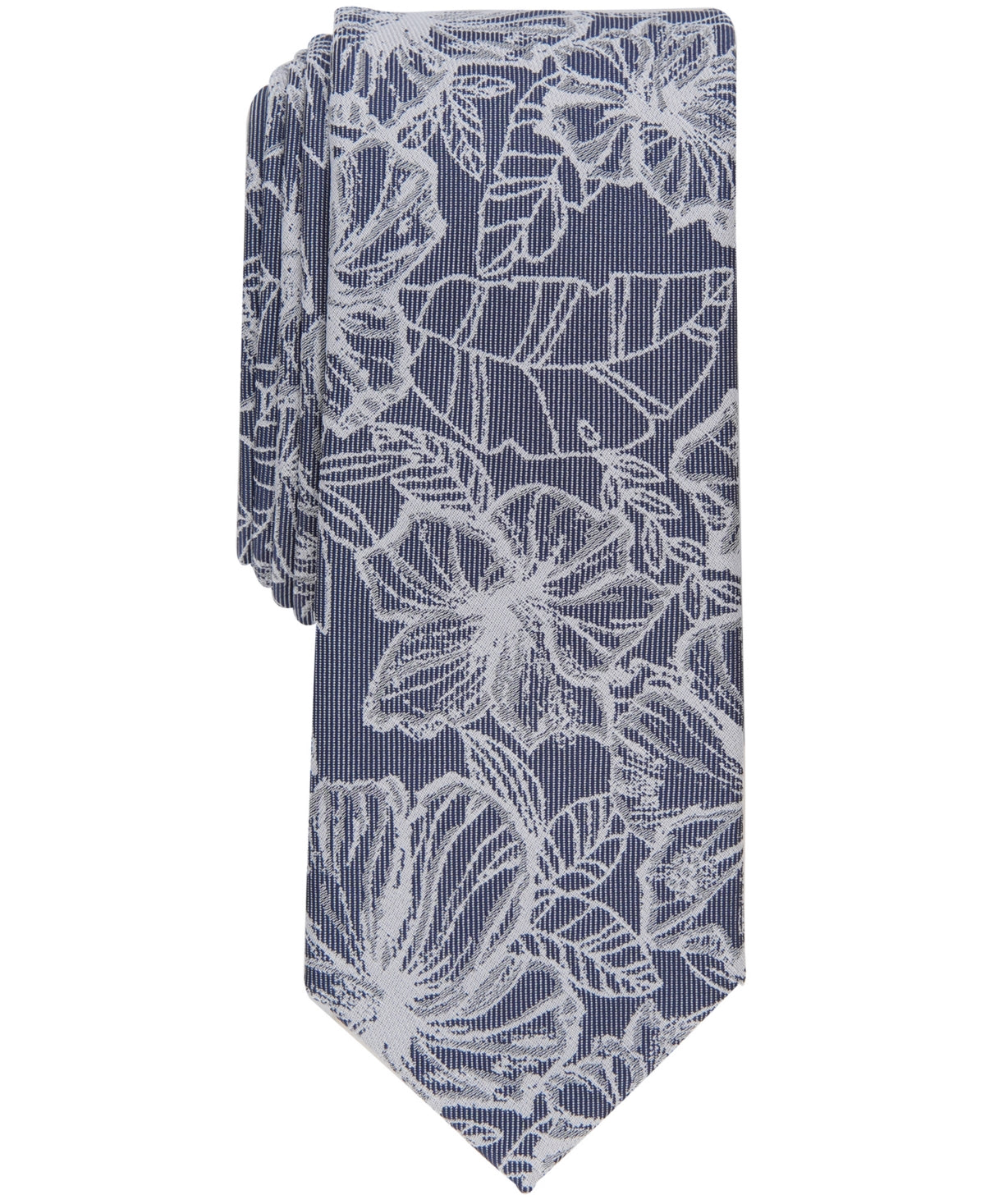Bar Iii Men's Tirone Floral Tie Navy Blue Necktie