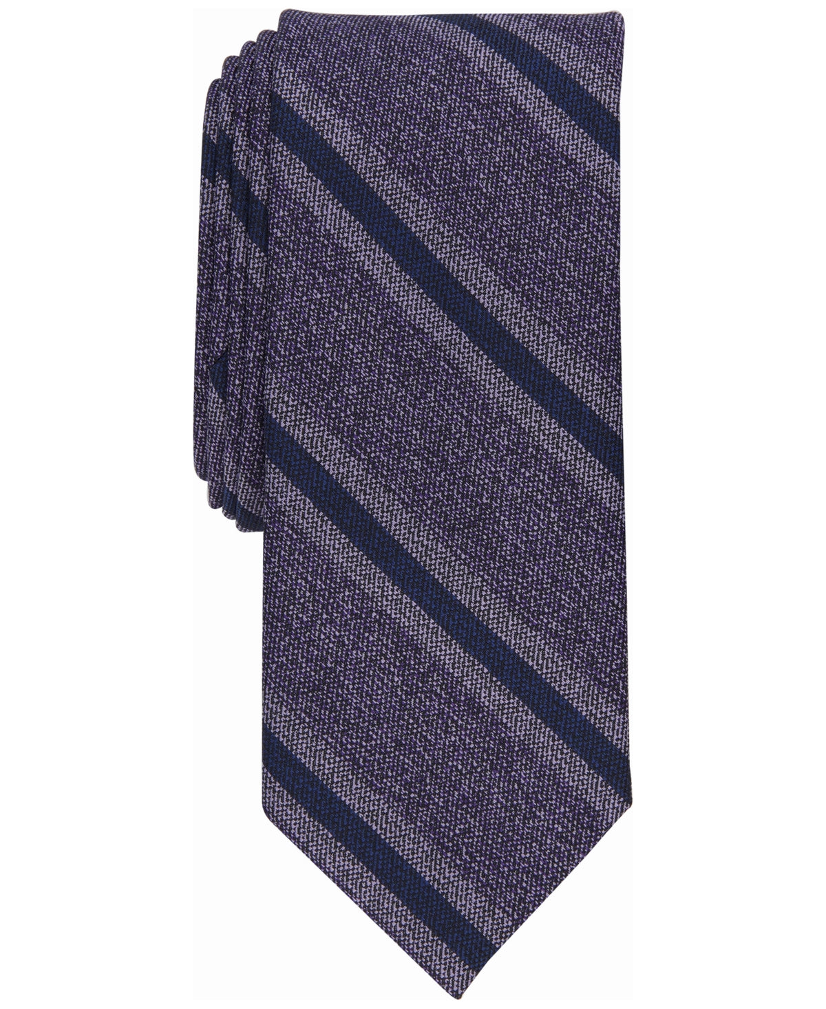 Bar III Mens Marlier Stripe Skinny Tie Purple