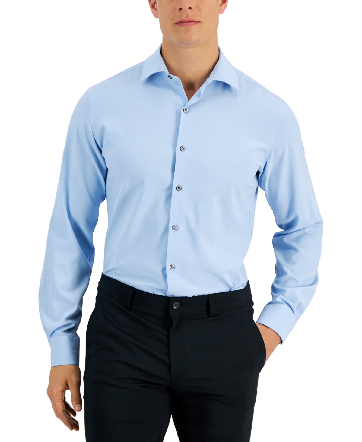 Club Room Mens Regular fit Dress Shirt Medium 15.5 in 32-33 Blue Solid