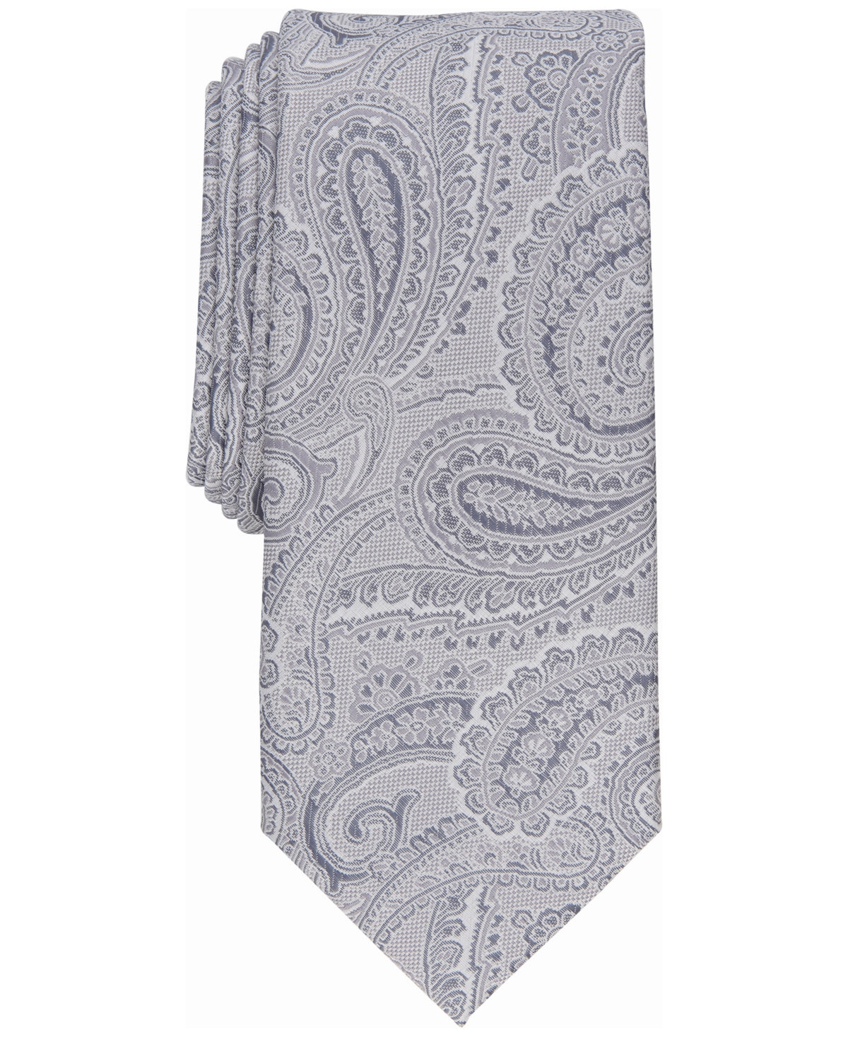Alfani Mens Slim Paisley Tie Charcoal OS Necktie