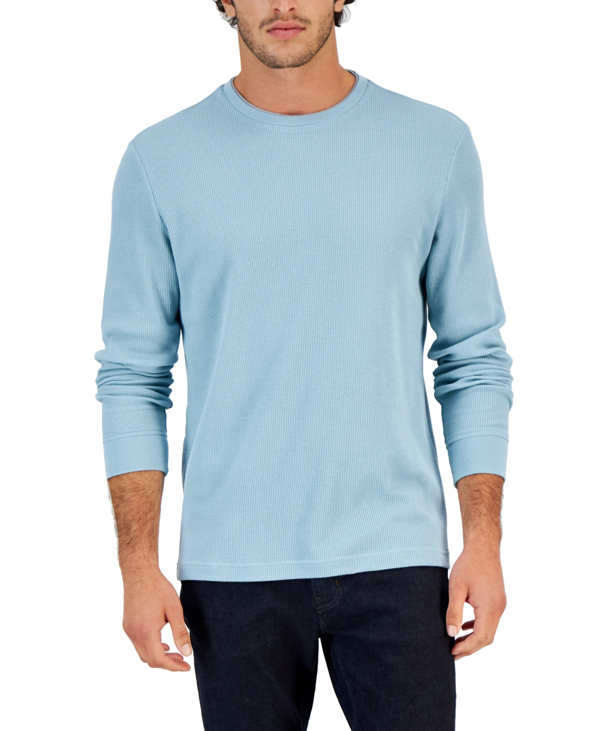 Club Room Men's Plus Size Waffle Knit Thermal Shirt Blue 3XL