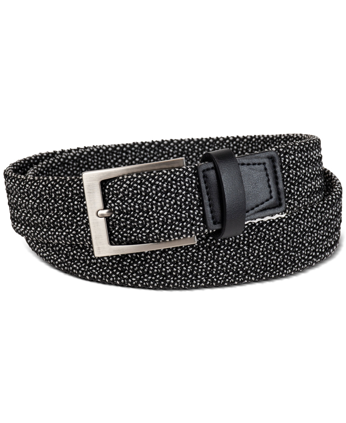 Alfani Men's Stretch Braided Cord Belt - Black MEDIUM