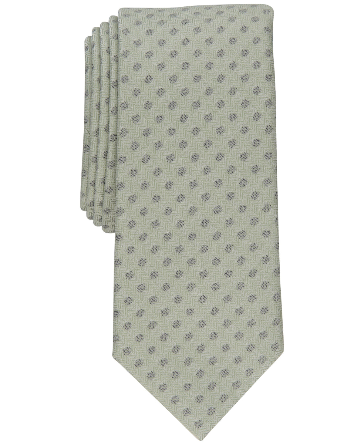 Alfani Men's Slim Herringbone Dot Necktie Green