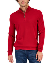Club Room Men's Quarter-Zip Cotton Sweat Anthem Red Large