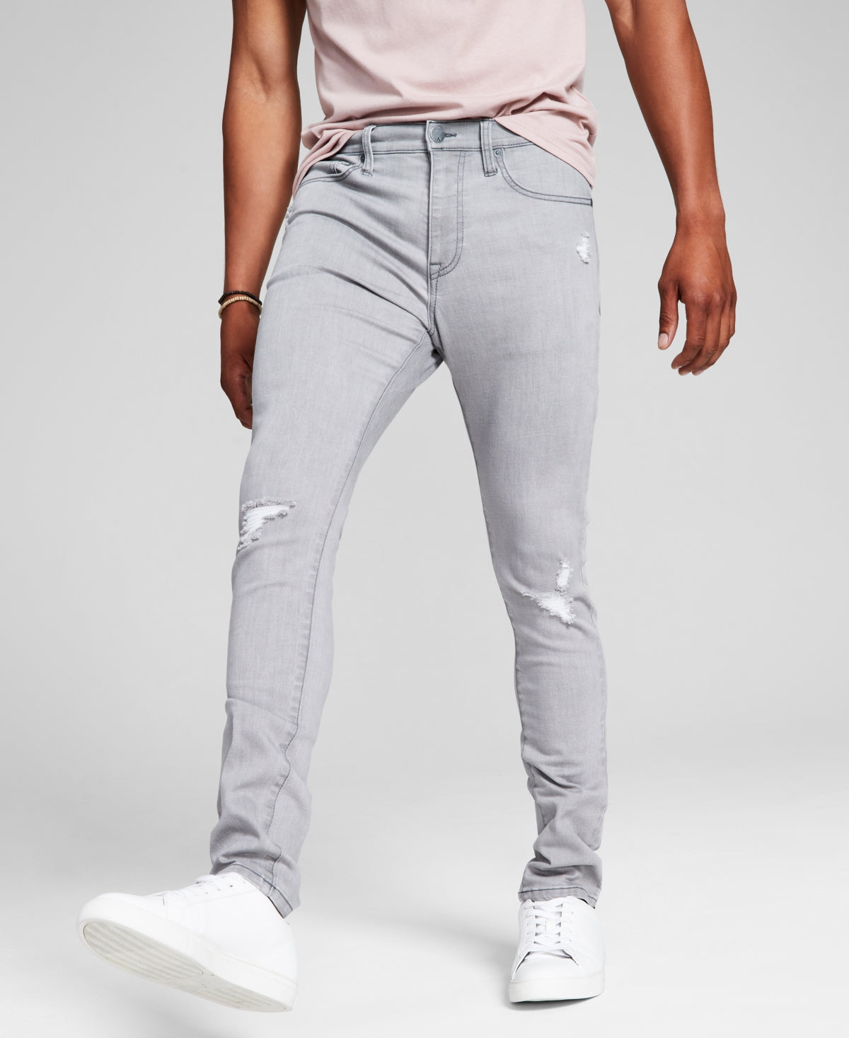 And Now This Men's Nassau Skinny fit Stretch Jeans Light Grey 30X29