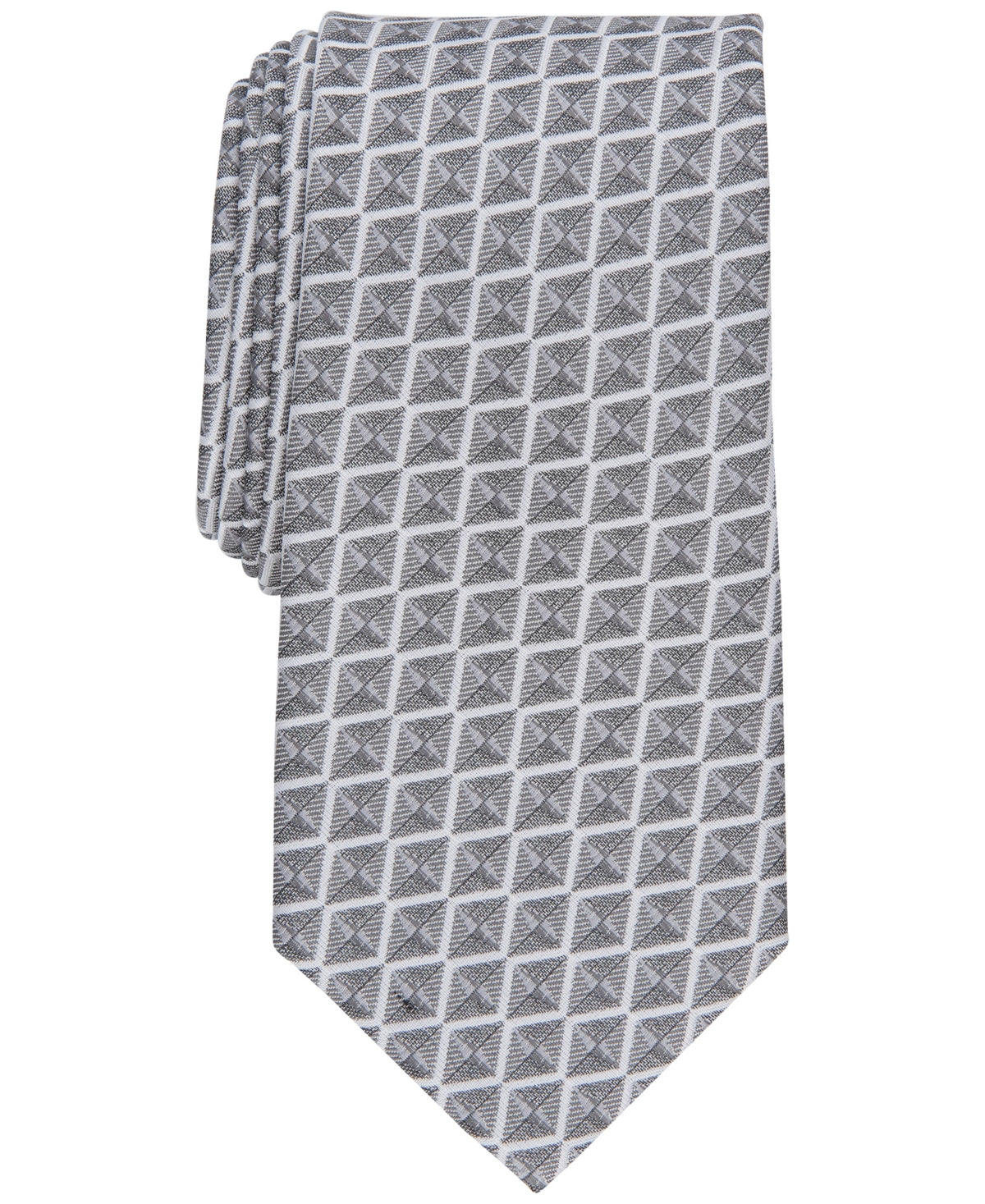 Perry Ellis Men's Geometric Print Tie Black Necktie