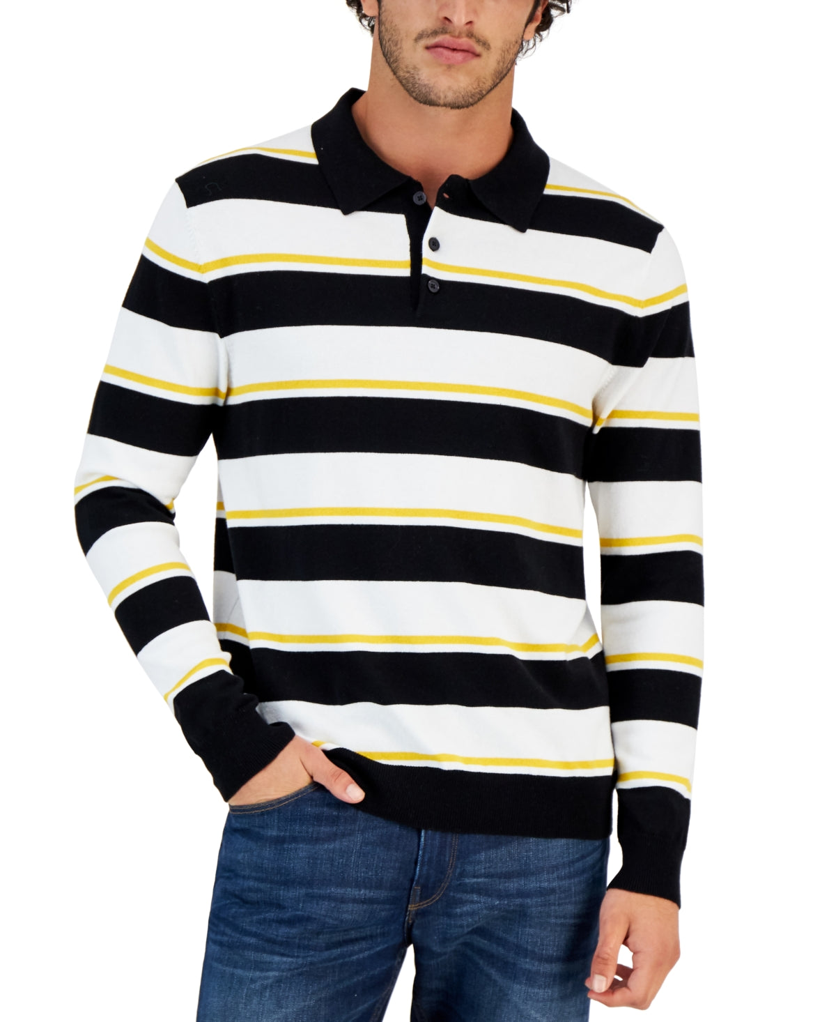 Club Room Men's Emblem Rugby Sweater Xxl  Deep Black