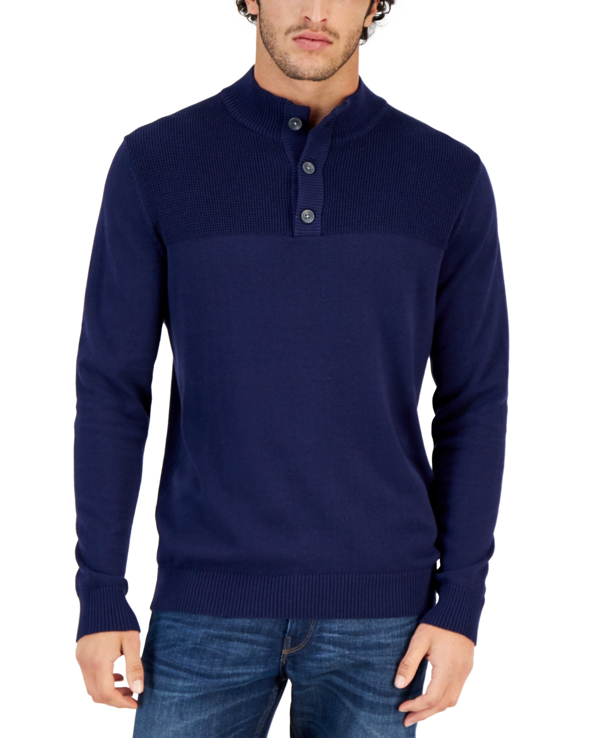 Club Room Men's Navy Blue Mock Neck Sweater  Small