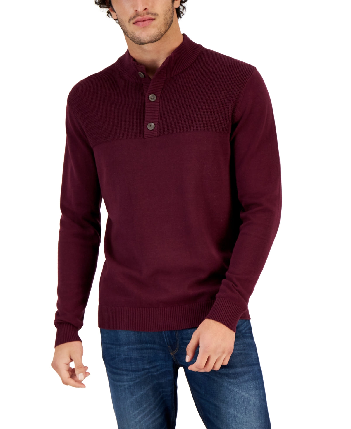 Club Room Mens Purple Mock Neck Sweater Xxl
