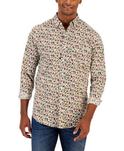 Club Room Mens Autumnal Foliage Classic Karanda Red Button Down Shirt 2XL