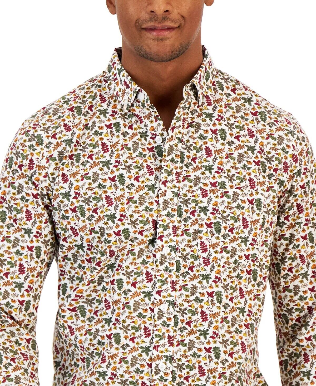 Club Room Mens Autumnal Foliage Classic Karanda Red Button Down Shirt 2XL