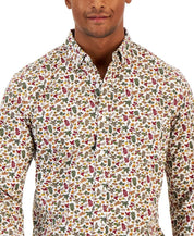 Club Room Mens Autumnal Foliage Classic Karanda Red Button Down Shirt 2XL