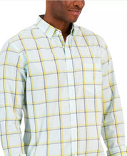 Club Room Mens Cresta Plaid Woven Long Sleeve Shirt- Blue Chiffon Large