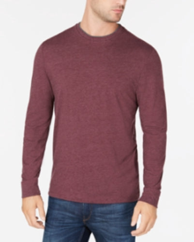 Club Room Men's Crewneck Long Sleeve T Shirt Charcoal Heather Grey Small