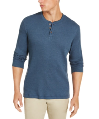 Club Room Mens Long Sleeve Henley T Shirt Blue Wing 3XL