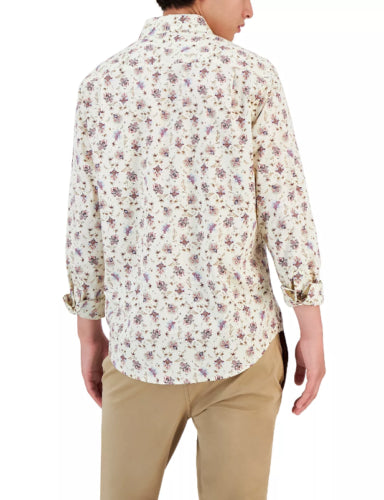 CLUB ROOM Men's Monan Floral Shirt Bright White Small