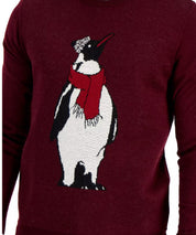 Club Room Men's Merino Penguin Sweater Red Plum Combo Medium