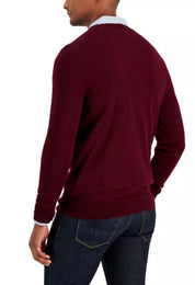Club Room Men's Merino Penguin Sweater Red Plum Combo Medium