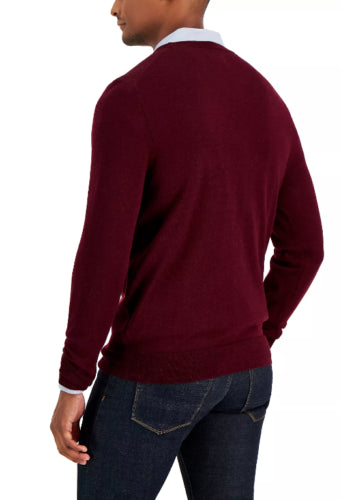 Club Room Men's Merino Penguin Sweater Red Plum Combo Medium