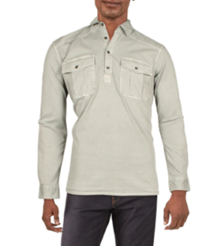 INC International Concepts Mens Regular Fit Henley Shirt West Grey Wash XS