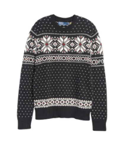 Polo Ralph Lauren Mens Fair Isle Cotton-Blend Sweater Black Multi XL
