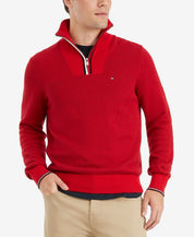Tommy Hilfiger Men's Manhattan Quarter Zip Sweater Red Medium