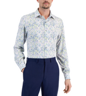 Alfani Men Slim Fit 4-Way Stretch Paisley Dress Shirt Paisley White Lavender 15