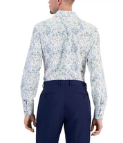 Alfani Men Slim Fit 4-Way Stretch Paisley Dress Shirt Paisley White Lavender 15