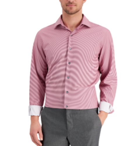 Alfani Men's Slim Fit 4-Way Stretch Geo Print Dress Shirt Berry 16/16.5