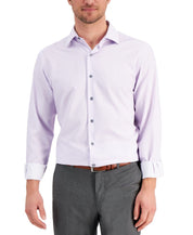 Alfani Mens Geo-Print Lavender Dress Shirt, 17-17 1/2 36-37