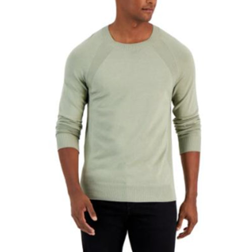 Alfani Mens Ribbed Raglan Sweater Moonstruck Subtle Olive Green Large