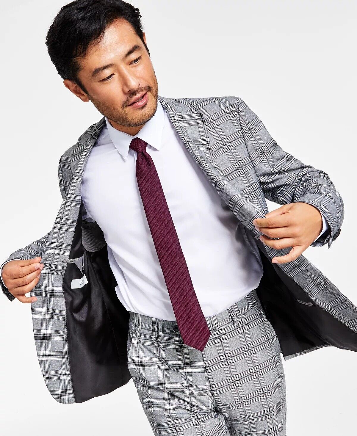 ALFANI Men's Slim-Fit Black & White Pattern Suit Jacket 38R