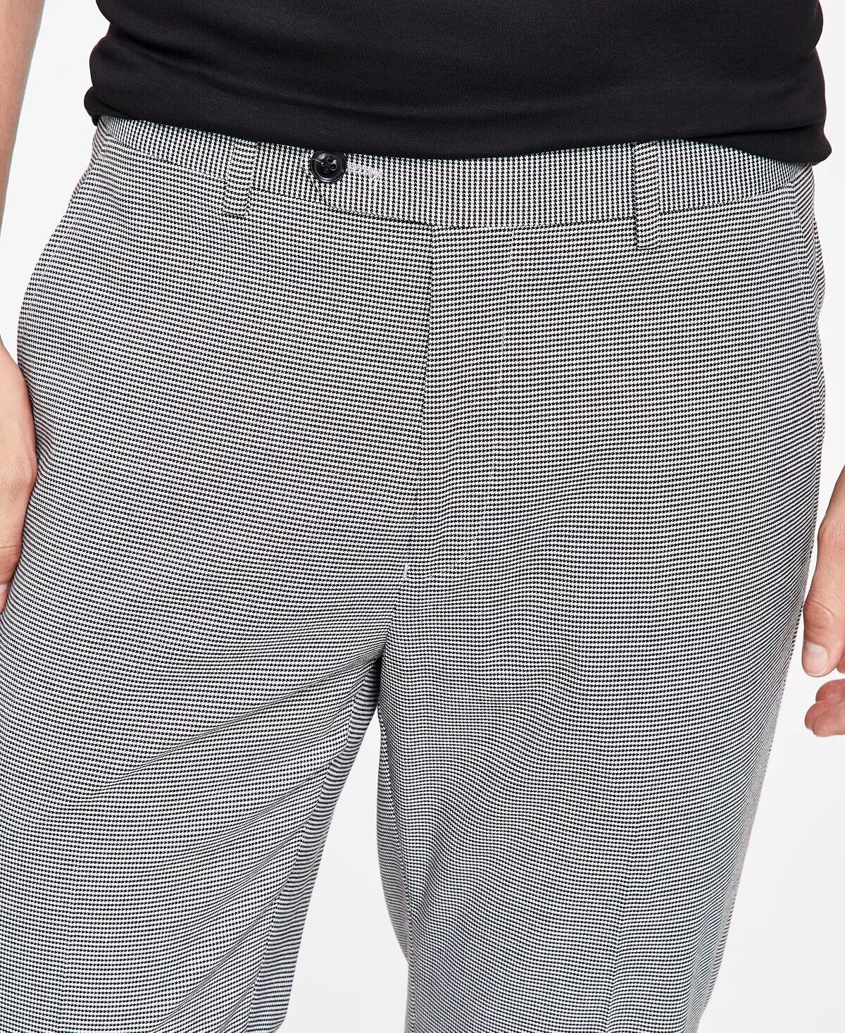 ALFANI Men's Slim-Fit Black & White Check Suit Dress Pants 34 x 34