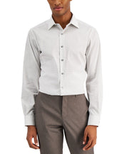 Alfani Mens Slim Fit Button Down Dress Shirt White Black 15-15.5 / 32-33
