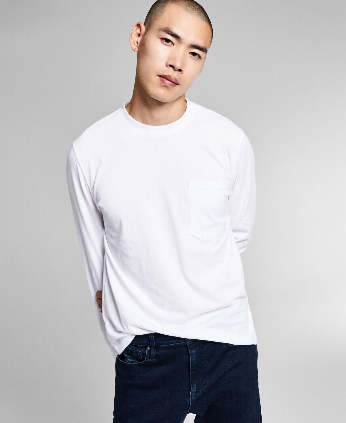 And Now This Men's Pocket Long-Sleeve T-Shirt White Medium