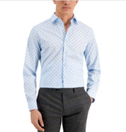 Bar III Mens Medallion Button Down Dress Shirt Blue Medium
