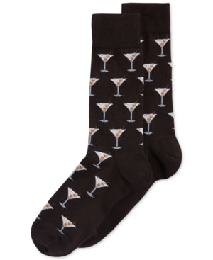 Hot Sox Mens Martini Crew Socks Black 10 to 13