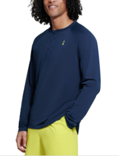 Bass Outdoor Men's Hilltop  Henley Long Sleeve Shirt Blue Small