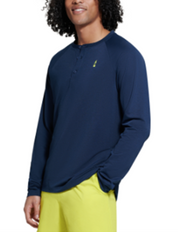 BASS Outdoor Mens Hilltop Long Sleeve Henley T Shirt Blue XXL 2XL