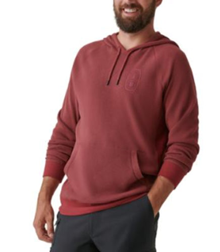 BASS OUTDOOR Mens Bay Stretch Hoodie Sweatshirt Waffle Knit Oxblood Red Small