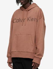 Calvin Klein Men's Relaxed Fit Logo-Print Hoodie Aztec Brown XL