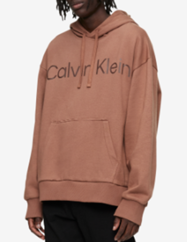 Calvin Klein Men's Relaxed Fit Logo-Print Hoodie Aztec Brown XL
